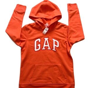 NWT Gap Kids Orange Logo Hoodie Fleece Jacket Long Sleeves Size XS